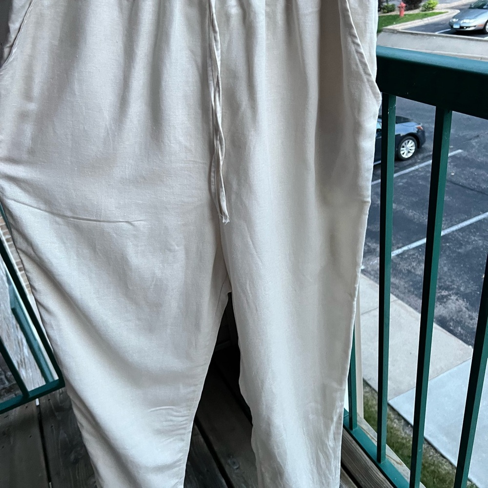 🆕 Japna Linen Cotton Blend Jumpsuit Size L Utility Style Minimalist Casual - Picture 12 of 15